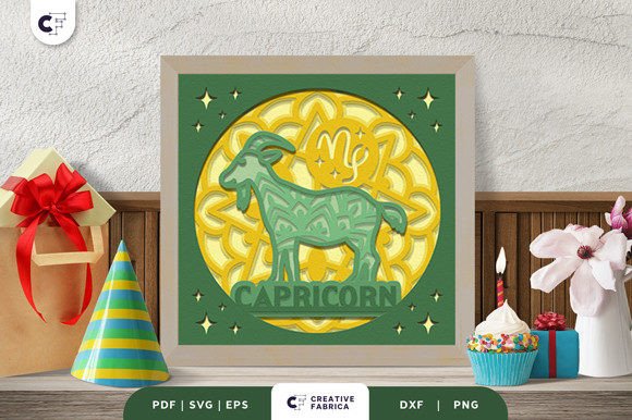 Capricorn Mandala Sign 3D Paper Cut SVG Birthdays 3D SVG Craft By 3D SVG Crafts