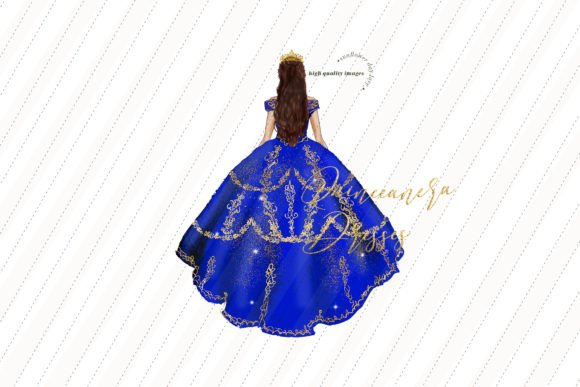Elegant Royal Blue Princess Clipart Illustration Illustrations Imprimables Par SunflowerLove