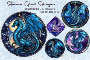 Stained Glass Dragon Sublimation Graphic T-shirt Designs By Mirteez 1