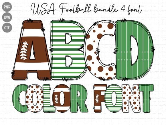 Usa Football Farb-Schriftarten Schriftart Von Doodle Alphabet Master