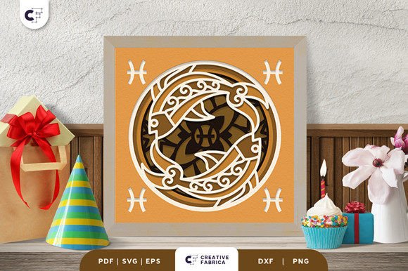 Pisces Mandala Sign 3D Paper Cut SVG Birthdays 3D SVG Craft By 3D SVG Crafts
