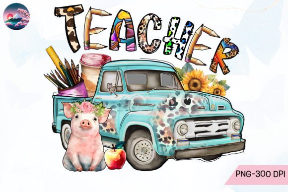 Teacher Truck Sublimation Graphic Crafts By Cherry Blossom