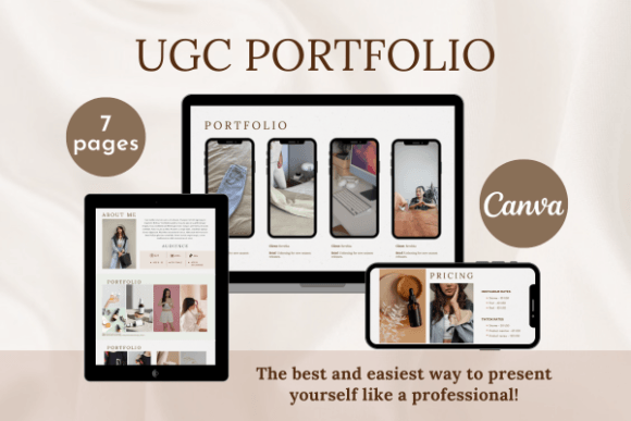 UGC Influencer Portfolio Canva Template Grafica Modelli di Presentazione Creativa Di Mila Tinta