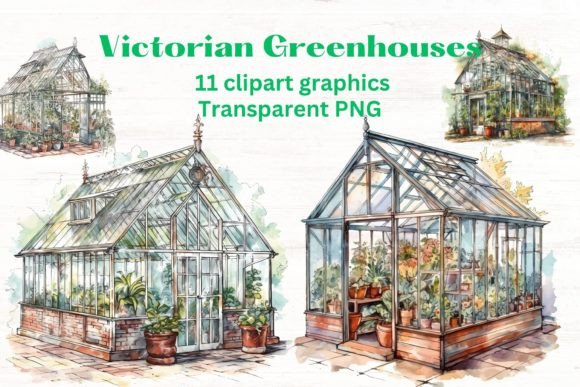 Victorian Greenhouse Gardening Clipart Graphic Illustrations By Mermaids Cove