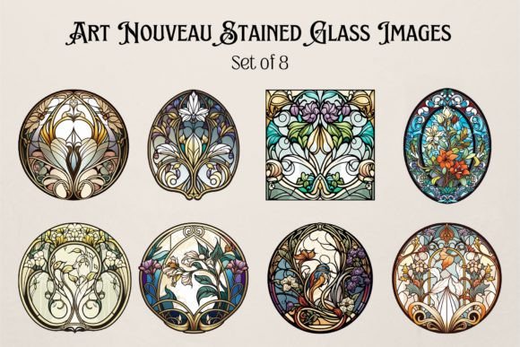 Art Nouveau Stained Glass Windows Grafica Illustrazioni Stampabili Di Alavays