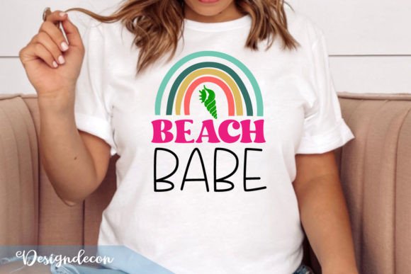 Beach Babe Retro Boho Rainbow Svg Gráfico Artesanato Por Designdecon