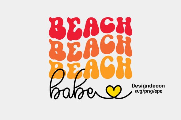 Beach Babe Retro Groovy Hearty Svg Illustration Artisanat Par Designdecon