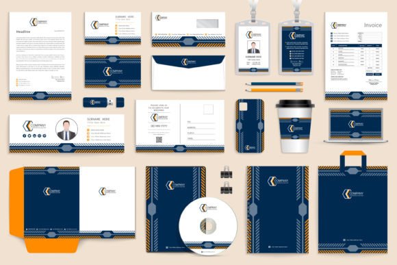 Brand Identity Mock Up of Stationery Set Graphic Print Templates By Ju Design