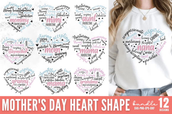 Mother's Day Heart SVG Bundle Graphic Crafts By Design's Dark