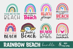 Summer Beach Rainbow Retro Bundle Svg Illustration Artisanat Par Designdecon 1