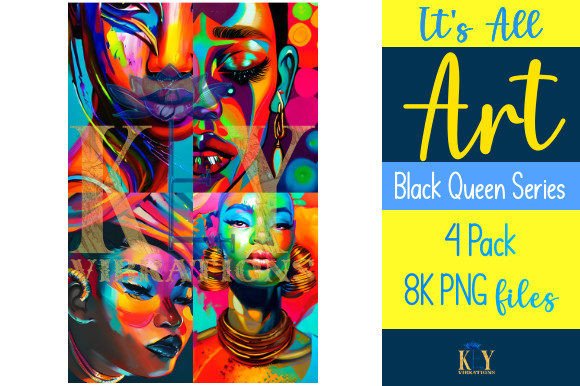 Black Queen Art Colorful Melanated Woman Graphic AI Graphics By Key Vibrations