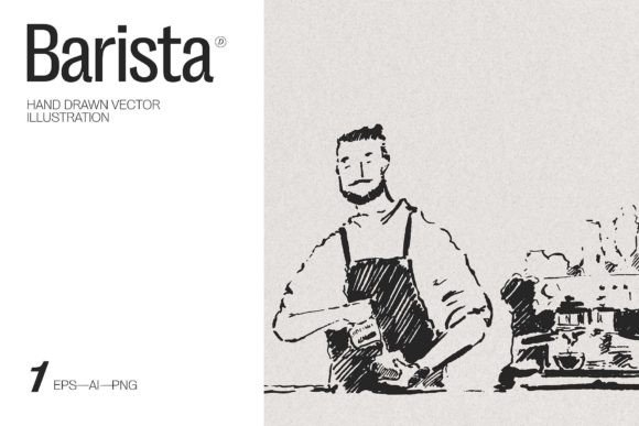 Fancy Barista Makes Coffee Graphic Illustrations By TheMountBirdStudio