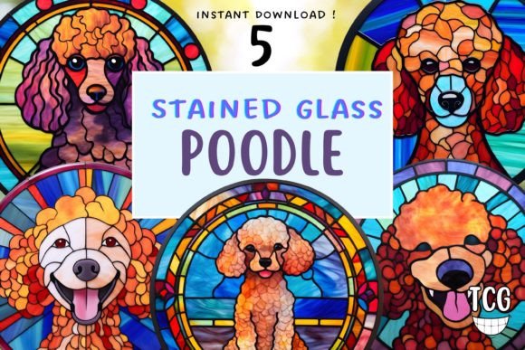 Stained Glass Dog Poodle PNG Clipart Graphic Illustrations By TheClipartGuy