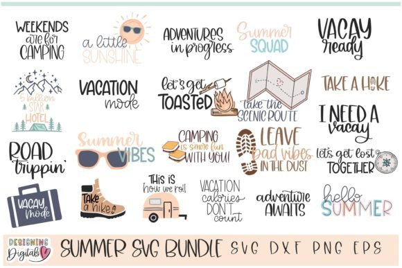 Summer Vacation SVG Bundle, Camping Svgs Graphic Print Templates By designingdigitals