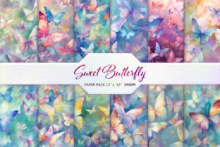 Sweet Butterfly Digital Paper Pack Graphic Backgrounds By DifferPP 1