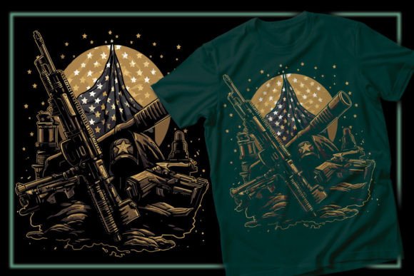 Vintage Custom Army T-shirt Design Graphic Illustrations By TSHIRTDESIGNEXPRESS
