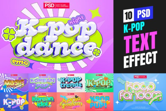 K-Pop Y2k Editable Text Effects Pack Graphic Layer Styles By Matsero
