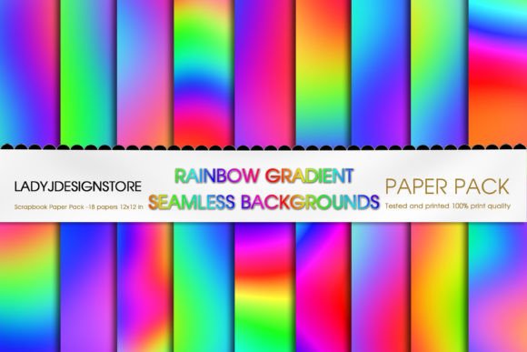 Rainbow Digital Paper Graphic Backgrounds By ladyjdesignstore