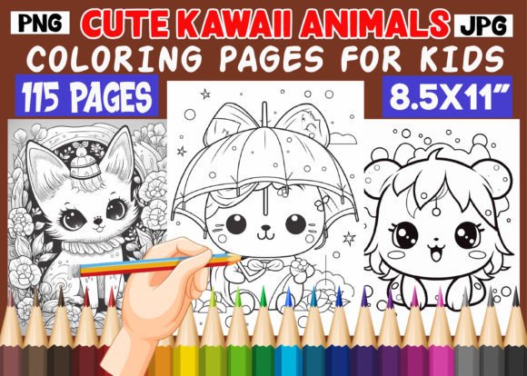 Cute Kawaii Animals Coloring Pages Graphic Coloring Pages & Books Kids By ArT zone