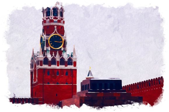 Kremlin View Watercolor Graphic Illustrations By Poster Boutique
