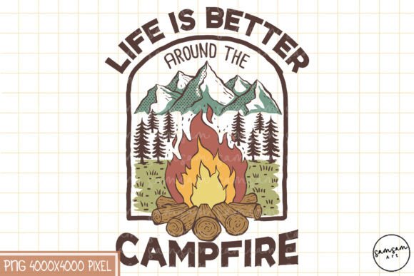 Life is Better Around the Campfire Png Grafica Modelli di Stampa Di Samsam Art