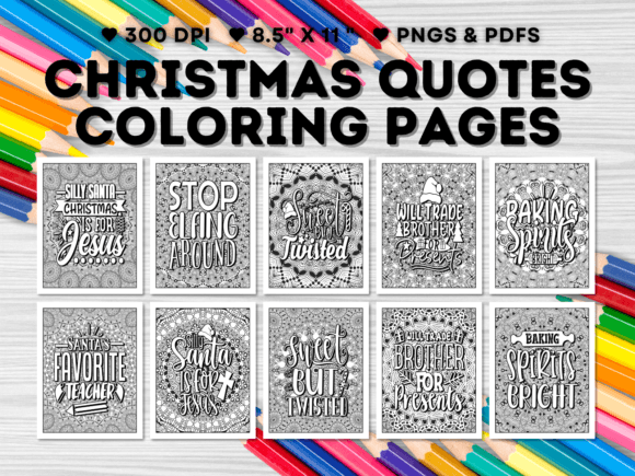 57 Christmas Quotes Coloring Pages Grafika Kolorowanki i książki Przez DesignScape Arts
