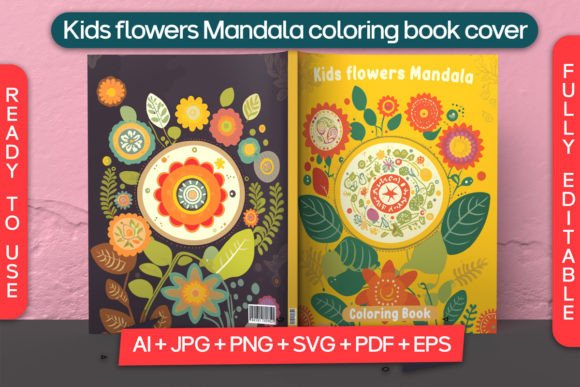 Kids Flowers Mandala Coloring Book Cover Graphic Coloring Pages & Books By RD Graphic