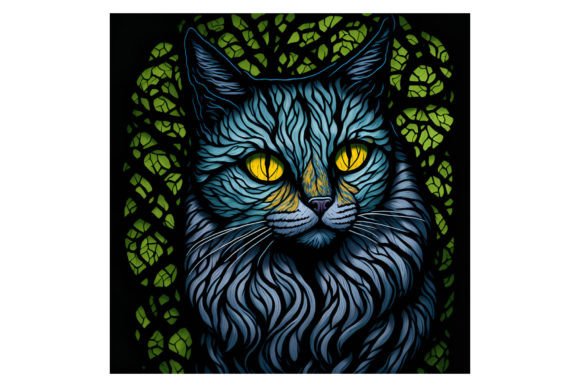 Stained Glass Cat #14 Grafik Druckbare Illustrationen Von yaseenbaigart