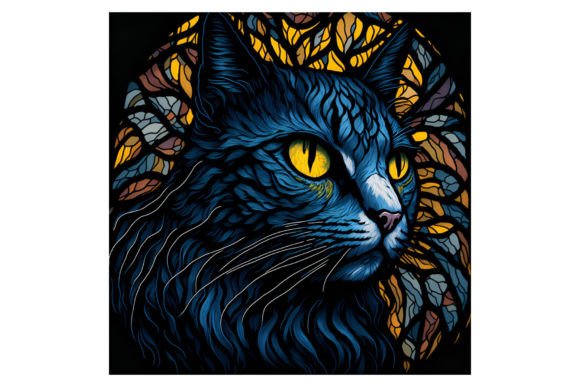 Stained Glass Cat #15 Grafik Druckbare Illustrationen Von yaseenbaigart