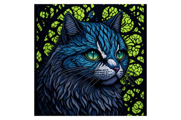 Stained Glass Cat #17 Grafik Druckbare Illustrationen Von yaseenbaigart