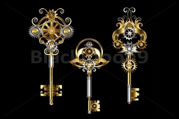 Three Keys with Gears Graphic Illustrations By Blackmoon9