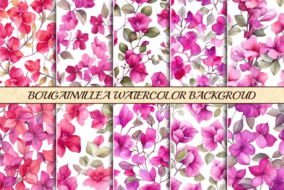 Bougainvillea Watercolor Backgroud Graphic Backgrounds By SimpleStyles