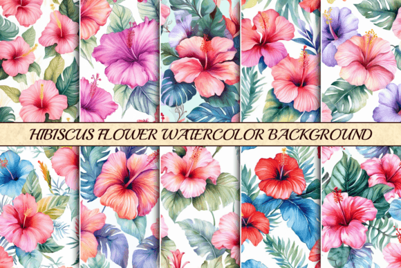 Hibiscus Flower Watercolor Background Graphic Backgrounds By SimpleStyles