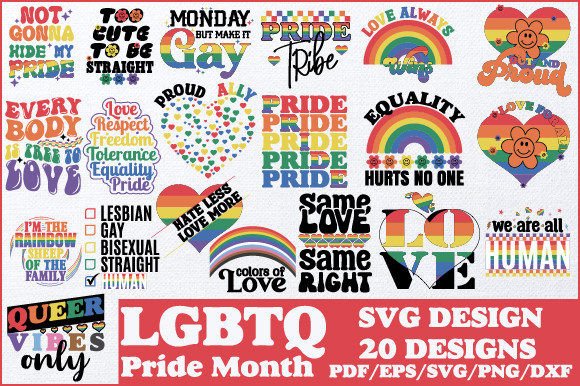 LGBTQ Pride Month SVG Design Bundle Graphic Print Templates By designhouse