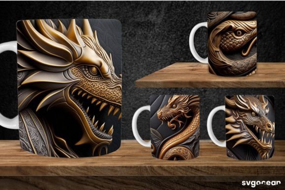 Tooled Leather Dragon Mug | 11 Oz Graphic Crafts By SvgOcean