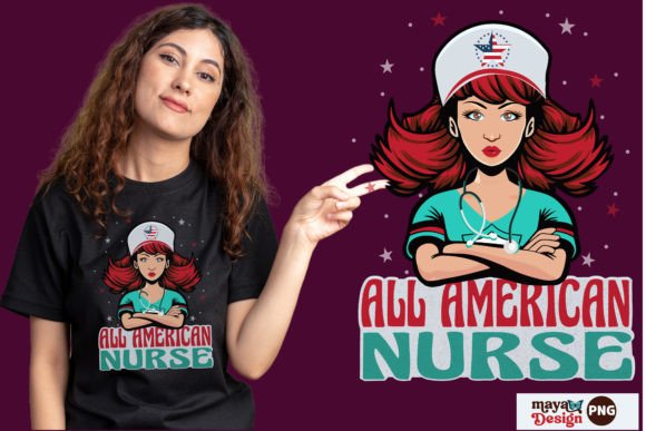 American Nurse 4th of July Sublimation Gráfico Artesanato Por Maya Design