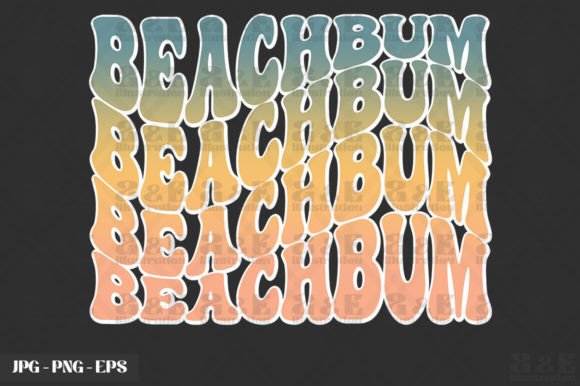 Breachbum Retro Wavy Words Summer Vibes Grafica Design di T-shirt Di a&e Illustration