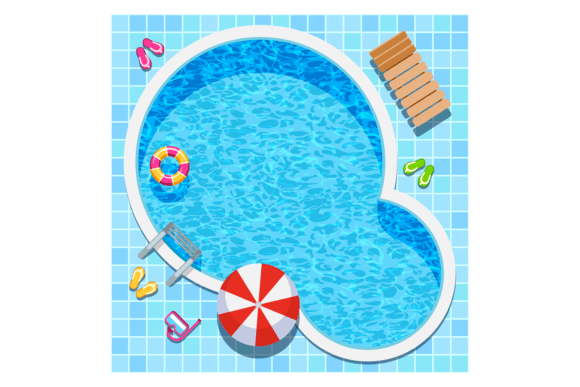 Swimming Pool Top View. Summer Outdoor. Graphic Illustrations By microvectorone