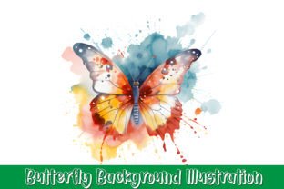 Watercolor Butterfly Background Design Illustration Modèles d'Impression Par Magic Craft 1