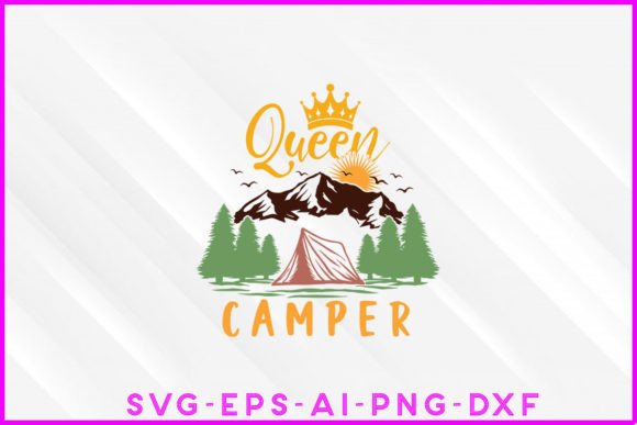 Queen Camper Camping SVG Design Graphic T-shirt Designs By Designer_Sultana
