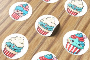 4th of July Kawaii Cupcakes Stickers Graphic Crafts By fokira 3