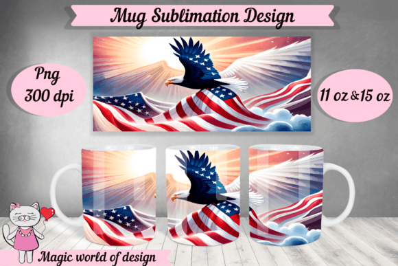 American Flag Eagle Mug Sublimation Png Graphic Illustrations By  Magic world of design