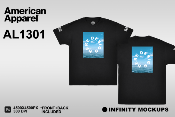 Black Tshirt American Apparel (AL1301) Graphic Product Mockups By inmockups