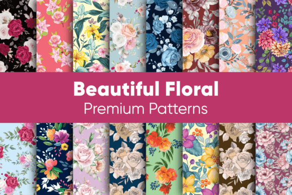 Cute Watercolor Floral Digital Papers Illustration Modèles de Papier Par OussMania