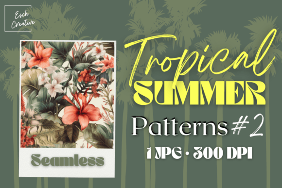 Tropical Flowers Watercolor Summer Graphic Backgrounds By Esch Creative