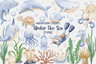 Watercolor Clipart Under the Sea Graphic Illustrations By Mayano 1