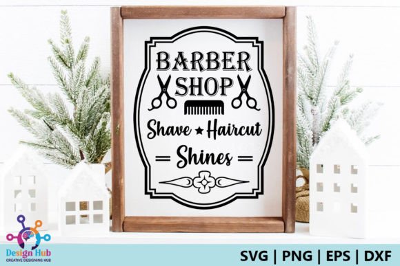 Barber Shop Shave Haircut Shines Sign Graphic Crafts By DesignHub103