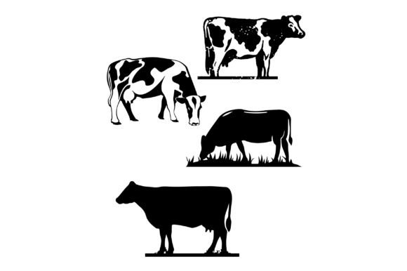 Cow Silhouette Vector Design Gráfico Ilustraciones Imprimibles Por ui.sahirsulaiman