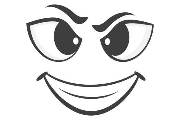 Evil Grin Expression on Comic Face. Cart Illustration Illustrations Imprimables Par onyxproj