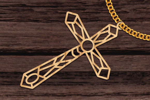 Laser Cut Wooden Cross Necklace Graphic 3D SVG By Cutting Edge